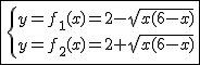 2$\fbox{\{{y=f_{1}(x)=2-sqrt{x(6-x)}\\y=f_{2}(x)=2+sqrt{x(6-x)}}